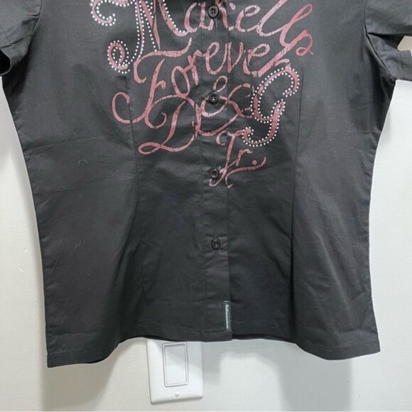 D G Dolce  Gabbana Black Button Down Short Sleeve Shirt Size XL - Picture 4 of 10